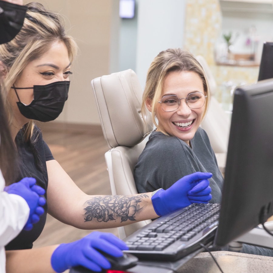 woman smiling during orthodontic visit